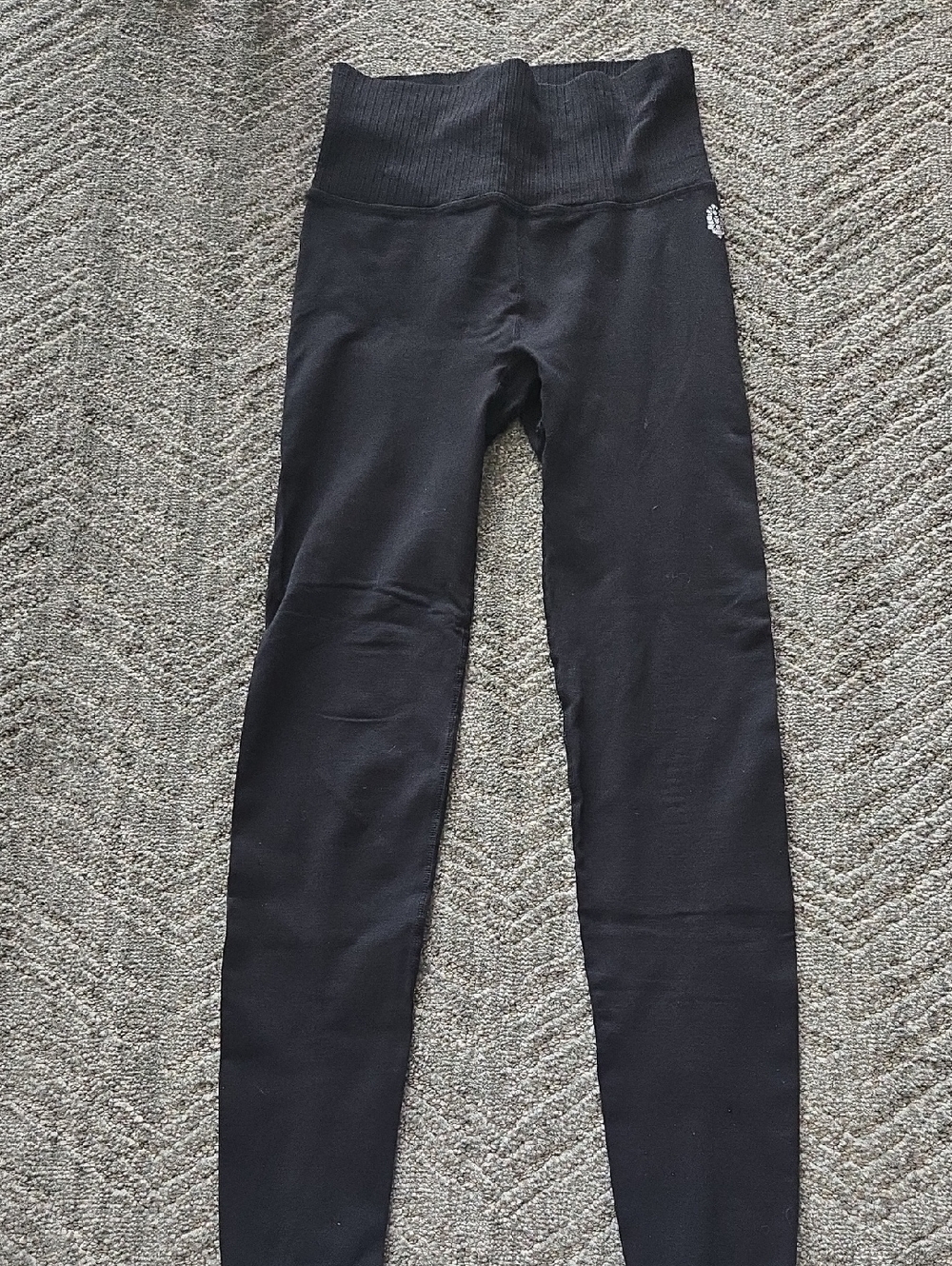 FP Movement by Free People Black High-Waist Sheer Ribbed Waistband Leggings